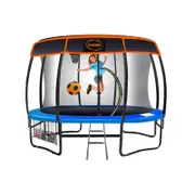 Kahuna Trampoline 8 Ft With Basketball Set And Roof Cover - Blue