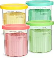 For Ninja Cream Pint 4-Piece Set, Compatible with NC500 NC501 Series Cream Ice Cream Makers, Spill Proof, Dishwasher Safe