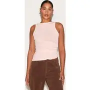 Dusty Peach Sheer Mesh Asymmetrical Vest Top, Dusty Peach