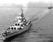 French Battleship Jean Bart Leading Richelieu, January 1956 Photo