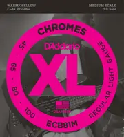 D'Addario ECB81M Chromes Bass Guitar Strings, Light, 45-100, Medium Scale