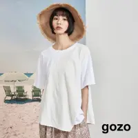 在飛比找momo購物網優惠-【gozo】純棉異材質拼接T恤(兩色)