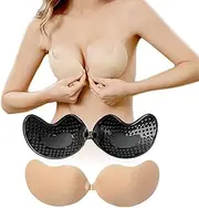 [Ljxyloog] 2 Pack Reusable Push Up Strapless Bra, Invisible Adhesive Backless Bra, Sticky Push Up Bra for Women