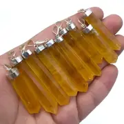 10 Pcs High Quality Yellow Lemon Calcite Pendants,Calcite Crystals