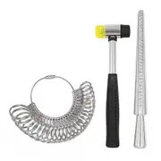 Jewelry Making Steel Ring Sizer Mandrel Gauge Rubber Hammer Tool Set