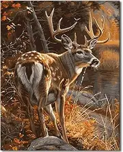 Rebotipy Adults Paint by Number Kits Animals Deer Paint by Numbers for Adults DIY Autumn Forest Deer Painting by Number Natural Landscape Canvas Painting Crafts Kits with Brushes 16x20 in (Frameless)
