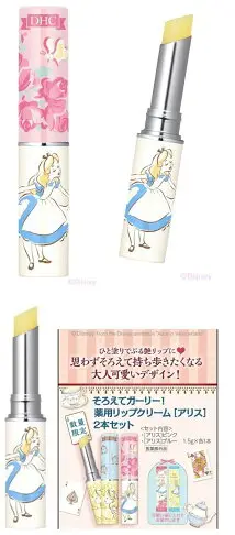 Ariel's Wish-日本迪士尼DHC聯名-愛麗絲Alice下午茶限量純橄欖精華護唇膏高保濕滋養-日本製-粉色玫瑰花