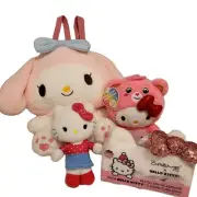 Hello Kitty Plush Lot Collection. Backpack Plush Spa Headband, 4 Items In LOT.