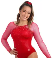 NEW! Valkyrie Red Gymnastics Girls Competition Leotard by Snowflake Designs