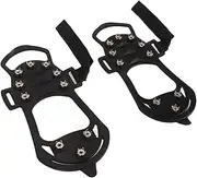 [Cryfokt] 1pair Ice Cleats, Snow Traction Cleats Crampons for Shoe and Boots, Anti Slip Rubber Stainless Steel Grippers Shoe Spikes Grips for Ice Snow, Winter Hiking Climbing Ice Fishing