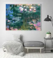 Monet Classic Water Lily Stretched Canvas Print Framed Wall Art Home Decor