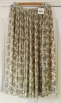Uniqlo C Clare Waight Keller Womens Blue Grey Paisley Maxi Crinkle Skirt L UK 14