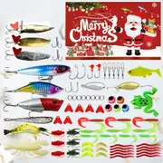 78Pieces Christmas Fishing Lures Kit Fishing Gear Lure Kit Gift For Men Fishing Tackle Set