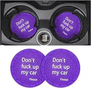 2 Pack Car Cup Holder Coasters, 2.75 Inch Non-Slip PVC Insert Cup Coaster, Anti-Scratch Auto Cup Mats for Women Men, Vehicle Interior Accessories for Car, SUV, Truck (D Deep Purple/2PCS)