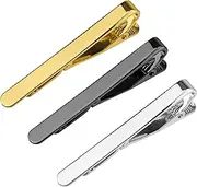 [SAVITA] 3pcs Tie Clips, Tie Pin Set Gold Silver Black Tie Pin Set for Men Classic Tie Clips for Men Daily Life Wedding Anniversary Business Gifts