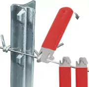 T-Post Clip Tool: Fence Wire Twisting and Fencing Tool with Red Rubber-Coated Ha