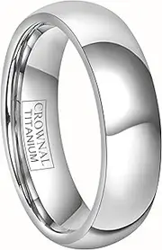 [CROWNAL] 4mm 6mm 8mm Tungsten Wedding Band Ring Couple Men Women Plain Dome Polished Engraved I Love You Comfort Fit Size 3 to 17