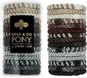 L. Erickson Grab & Go Pony Tube - Nouveau Neutrals - 15 Pack Ponytail Holder Hair Ties