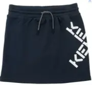 Kenzo little girl criss-cross logo skirt charcoal grey drawstring waist size 5