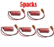 5PCS Maxell 2/3A ER17/33 3.6V Battery PLC Industrial Control Battery +Brown Plug