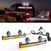 2IN1 LED Visor Windshield Strobe Light Bar Emergency Hazard Warning AMBER WHITE