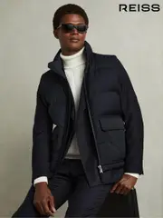 Reiss Navy Dante Patch Pocket Quilted Gilet (E80214) | $395