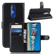 2PC Litchi Texture Horizontal Flip Leather Case for Alcatel 3 2019, with Holder & Card Slots & Wallet(Black)