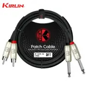 Kirlin 3FT Dual 1/4" Mono to Dual RCA 24AWG Patch Cable Black AP-403 PR-03/BK