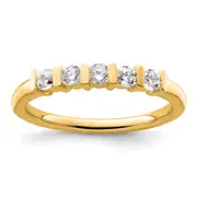0.35ct. CZ Solid Real 14K Yellow Gold 5-Stone Wedding Band Ring