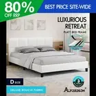 ALFORDSON Bed Frame Double Size Wooden Platform Mattress Base Boucle Fabric