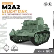 SS87502 1/87 HO Scale Railway Military Model Kit US M2A2 Light Tank 3D RESIN