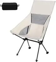 Outdoor Folding Chair, Portable Foldable Camping Chair, Camping Fishing, High Back Beach Chair for Picnic Hiking Outdoor Travel (Beige)