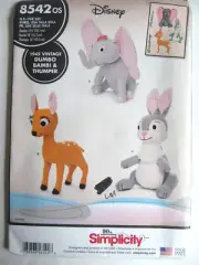 Simplicity 8542 Vintage Disney Dumbo, Bambi Thumper UNCUT Sewing Pattern NEW Q5