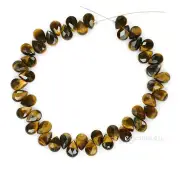45 Tiger Eye Faceted Flat Briolette Beads 6x9mm A #81012