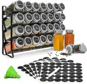 Spice Rack with 28 Spice Jars, Organizer for Cabinet, Spice Jars with Labels, Ch