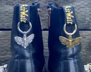 Silver, Gold & Black Death Moth Boot Charm, Death Head Moth Boot Or Bag Charms.