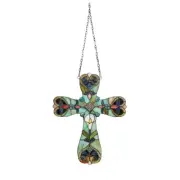 Stained Art Glass Window Panel Cross Tiffany Style Suncatcher ONE THIS PRICE