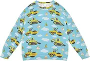 [GuoChe] Toddler Boys Christmas Sweatshirts Construction Yellow Vehicles Cartoon Blue Sweatshirts Long Sleeve Pullover Toddler