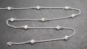 5 Feet Rosary Chain Rainbow Crystals 4mm Roundels Silver Antique Polished