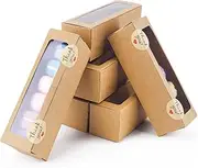NPLUX 36 Pack Macaron Boxes for 5-7 Macarons Container Packaging Strawberry Candies Sweets Boxes with Sticker for Gift Giving (Brown)