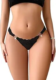 [Nolrahiur] Floral Lace Thongs for Women Mesh Sheer Sexy Panties Soft G-String Thongs Breathable Cheeky Underpants