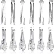 Jindizi 12 Pack Premium Small Serving Tongs, Stainless Steel Mini Tongs， Small Sugar Tongs Tiny Kitchen Tongs, Serving Appetizers Tongs for Party Coffee Tea Wine Ice Salad Desserts Etc.