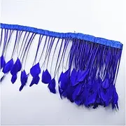 YUMAO 2 Meters Stripped Coque Tail Feathers Trims Ribbon Height 4-6" Pheasant Goose Feathers for Crafts DIY Sewing Accessories Plumas 0217 (Color : Royal Blue)