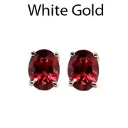 Garnet Oval Shape 2.69 Carat Stud Earring In 14k White Gold (52234)