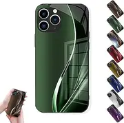 Curranet Dazzle Color Flow Case for iPhone, HD Glass Back Simple Case, Dazzle Color Flow, for iPhone 12-16 (Green,16)