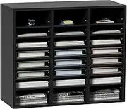 VEVOR Literature Organizers, 24 Compartments Office Mailbox with Adjustable Shelves, Wood Literature Sorter 29x12x24.4 inches for Office, Home, Classroom, Mailrooms Organization, EPA Certified Black