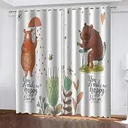 Soft Blackout Thermal Insulated Window Curtain Cartoon Animals 2 x W132cm x D183cm Blackout Curtains 3D Insulated Curtain Polyester for Bedroom Children's Room Office