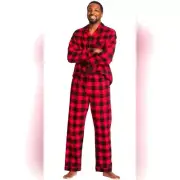 Mens Plaid Flannel Pajama Set Buffalo Check Wondershop Size XXL Black Red