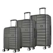 Rock Aspen 3 Piece Hardsided Suitcase Set - Charcoal