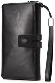 [TATSEN] Men's Double Zipper Buckle Wallet with Wrist Strap Three Fold Multi-Functional Multi Card Bag (Color : B)